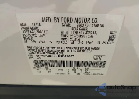 2017 Ford Explorer Xlt from USA, damaged, VIN 1FM5K8D88HGB42657